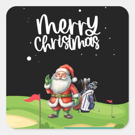 Sticker Carré Golf Santa Claus sur terrain de golf (Devant)