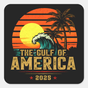 Sticker Carré Golfe des USA Amérique Est 2025 Retro Vintage