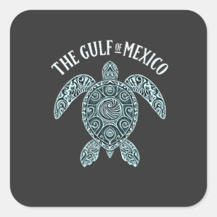 Sticker Carré Golfe du Mexique Turtle Sea Latino