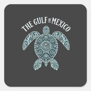 Sticker Carré Golfe du Mexique Turtle Sea Latino