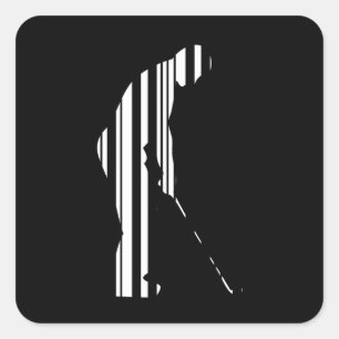 Sticker Carré GOLFER BAR CODE Golf Golfing Sports Motif Design