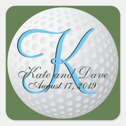 Sticker Carré Golfer Monogram Elegant Golf 3d Mariage Faveur (Devant)