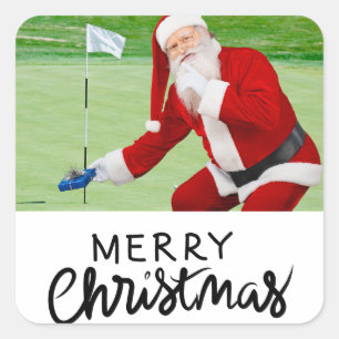 Sticker Carré Golfer Père Noël sur Green pour Noël