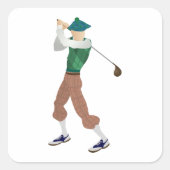 Sticker Carré Golfeur bien habillé (Devant)