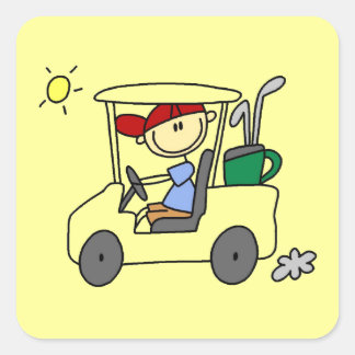 Sticker Carré Golfeur dans le chariot de golf