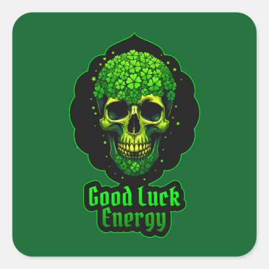 Sticker Carré Good Luck Energy Skull St Patrick’s - Autocolante (Devant)