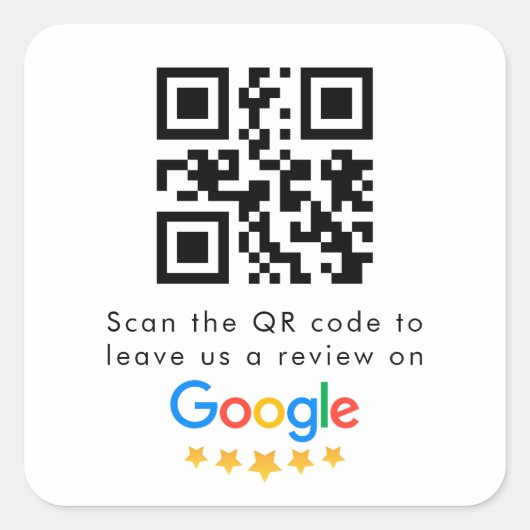 Sticker Carré Google Avis | Business Review Link QR Code (Devant)