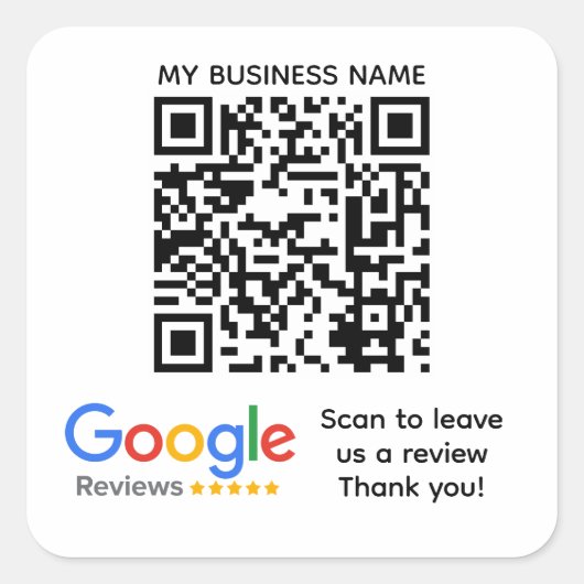 Sticker Carré GOOGLE REVIEWS QR code personnalisé (Devant)