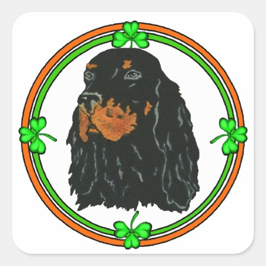 Sticker Carré Gordon Setter St patrick ter (Devant)