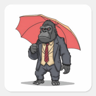 Sticker Carré Gorilla en costume