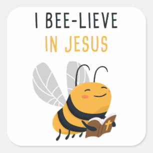 Sticker Carré Gospel Kids Christian Faith : I Bee lieve in JESUS