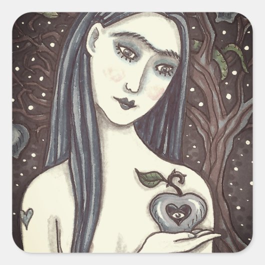 STICKER CARRÉ GOTH EVE, JARDIN SOMBRE D'EDEN, FEMME, SERPENT (Devant)