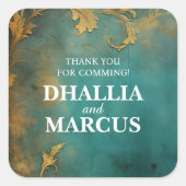 Sticker Carré Goth Floral Turquoise Et Or (Devant)