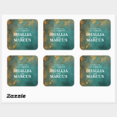 Sticker Carré Goth Floral Turquoise Et Or (Feuille)