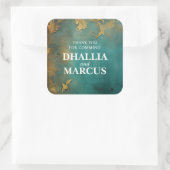 Sticker Carré Goth Floral Turquoise Et Or (Sac)