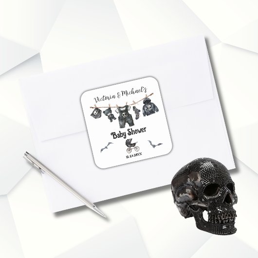 Sticker Carré Goth Halloween Clothesline Baby shower