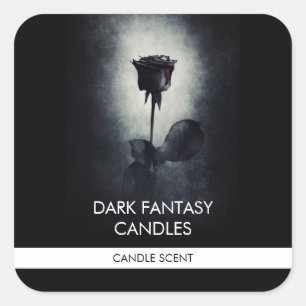 Sticker Carré Goth Rose noir goutte de sang Macabre bougie