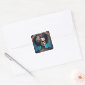 Sticker Carré Goth Skeleton Skull Woman Gothique (Enveloppe)