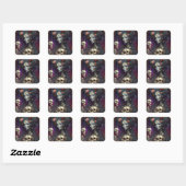 Sticker Carré Goth Skull Zombie Femme Gothique (Feuille)