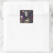 Sticker Carré Goth Skull Zombie Femme Gothique (Sac)
