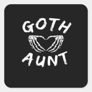 Sticker Carré Goth Tante Funny Emo Tante Punk mignonne Squelette