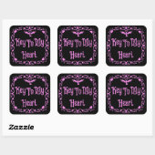 Sticker Carré Goth Valentine Clé De Mon Coeur Rose (Feuille)