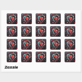 Sticker Carré Gothic Heart Valentines  (Feuille)