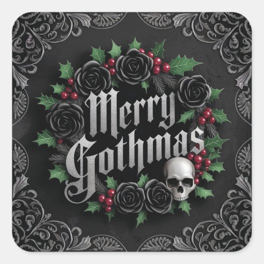 Sticker Carré Gothic Victorian Christmas Design - Dark Elegance (Devant)