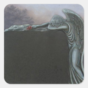 Sticker Carré Gothique Angel Tombstone dans le cimetière Hallowe