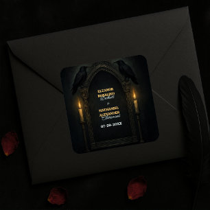 Sticker Carré Gothique Corbeau bougie Mariage d'arc