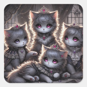 Sticker Carré Gothique Lolita Black Princess Cats