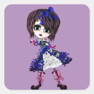 Sticker Carré Gothique Lolita Saphire cadeaux bleu girly