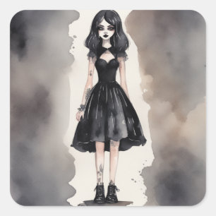 Sticker Carré Gothique Petite robe noire Décal Art