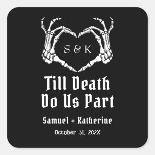 Sticker Carré Gothique Romantique Squelette main Halloween Maria