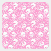 Gothique rose punk féminine crânes et feuillage Ha