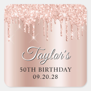 Sticker Carré Gouttes de paillettes rosées Or rose ombré ombre p