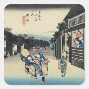 Sticker Carré Goyu : Serveuses sollicitant des voyageurs