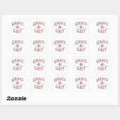 Sticker Carré Grace & Gris en rose et gris (Feuille)