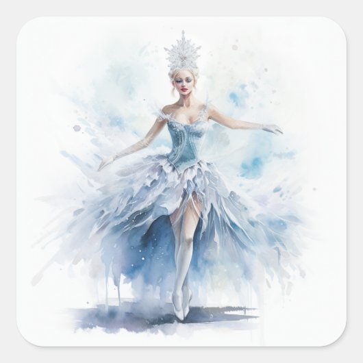 Sticker Carré Graceful Nutcracker Snow Queen in White (Devant)