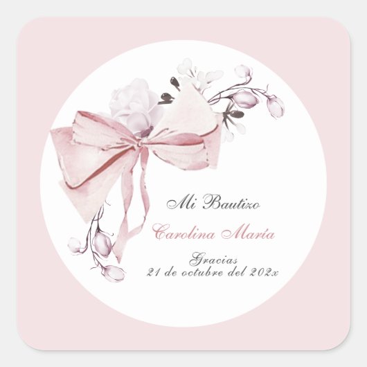 Sticker Carré Gracias Bautizo Niña (Devant)