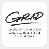 Sticker Carré Grad Moderne Blancs et Noir Graduation (Devant)