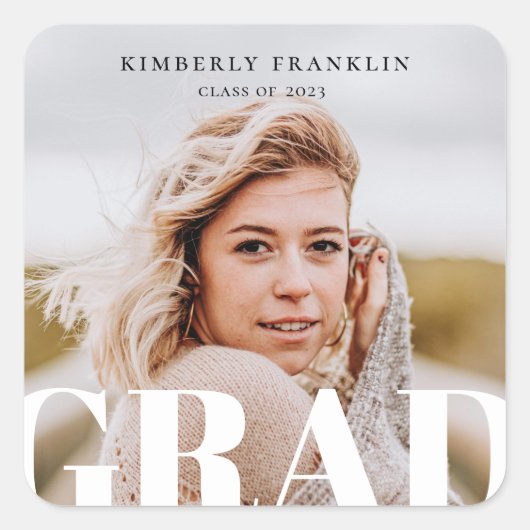 Sticker Carré GRAD Photo Graduation (Devant)