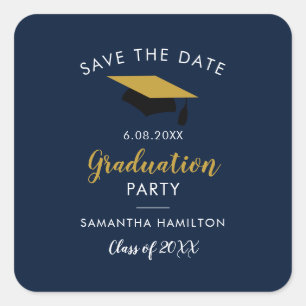 Sticker Carré Graduate 2025 Script Enregistrer la date Grad Mari