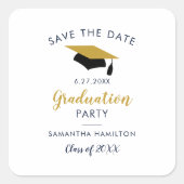 Sticker Carré Graduate 2025 Script Enregistrer la Date Grad Part (Devant)