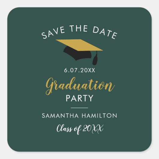 Sticker Carré Graduation 2025 Script Enregistrer la Date Grad Pa (Devant)