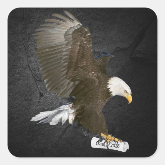 Sticker Carré Graduation 2026 Bald Eagle with Diploma   (Devant)