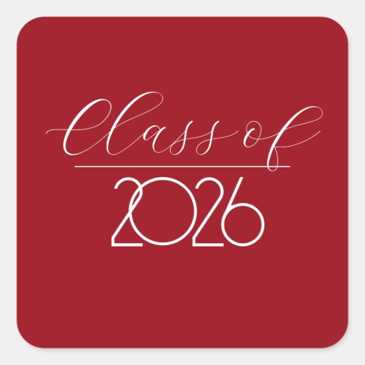 Sticker Carré Graduation 2026 Red and White (Devant)