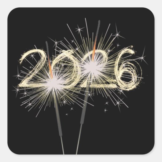 Sticker Carré Graduation 2026 Sparklers On Black (Devant)