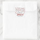 Sticker Carré Graduation Argent Rouge Confetti 2024 (Sac)