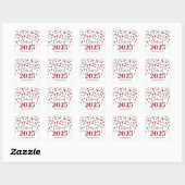 Sticker Carré Graduation Argent Rouge Confetti 2025 (Feuille)